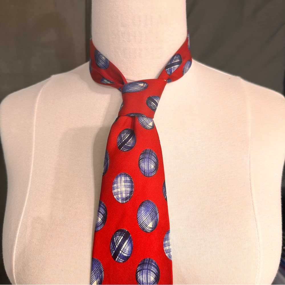 Vintage Brooks Brothers Makers England Men's Tie Silk Red Geometrics Necktie